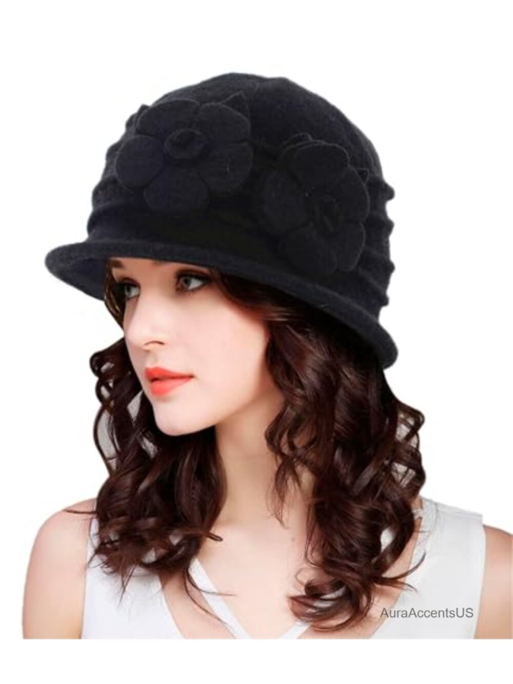 Wool Felt Cloche Fedora Hat 1920s Vintage Church Fascinator